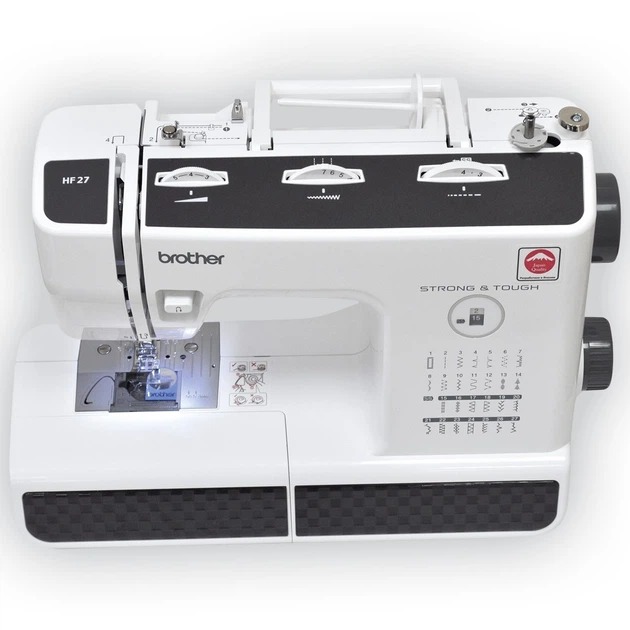 Brother HF series heavy duty sewing machine in white and grey.